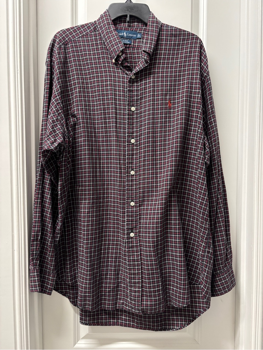 Ralph Lauren Blake 100% Cotton Plaid Button-Down Shirt- Size Large